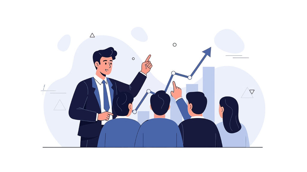 financial leader presenting data